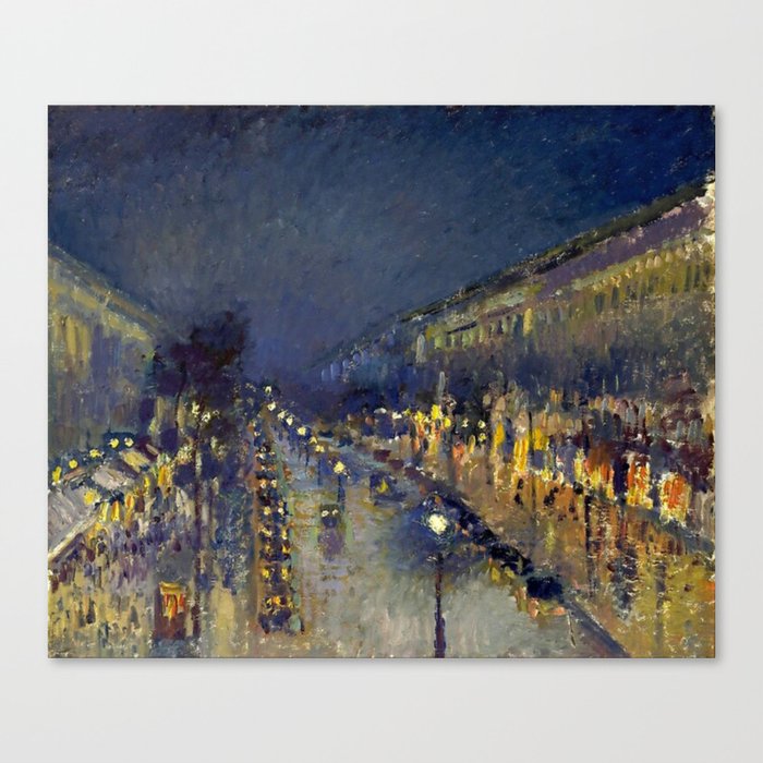 Camille Pissarro The Boulevard Montmartre at Night Canvas Print