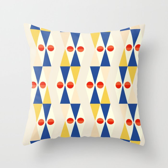Modern Geo Design Red Yellow Blue Throw Pillow by GiGi Society6