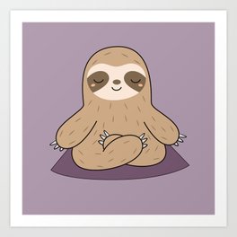 Kawaii Cute Yoga Sloth Art Print