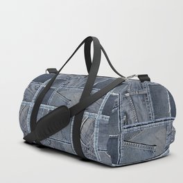 Blue Jeans Denim Patchwork Pattern Duffle Bag
