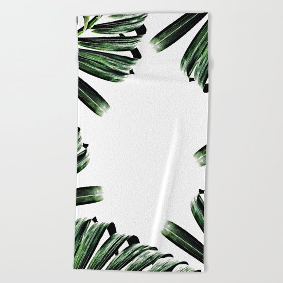Palm Leaf Watercolor Pattern #society6 #decor #buyart Beach Towel