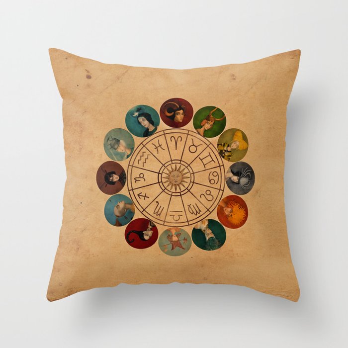 Zodiac Wheel Throw Pillow