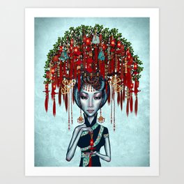Shanghai Wish Tree Girl Art Print