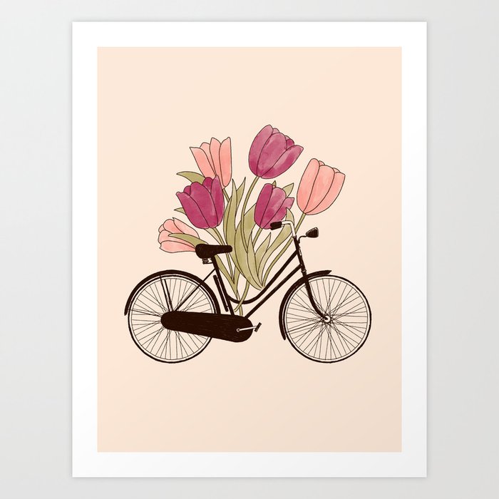 Bicycle and Flowers - Amsterdam Art Print