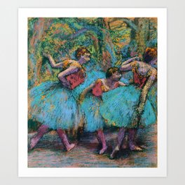 Edgar Degas "Three Dancers (Blue Tutus, Red Bodices)" Art Print