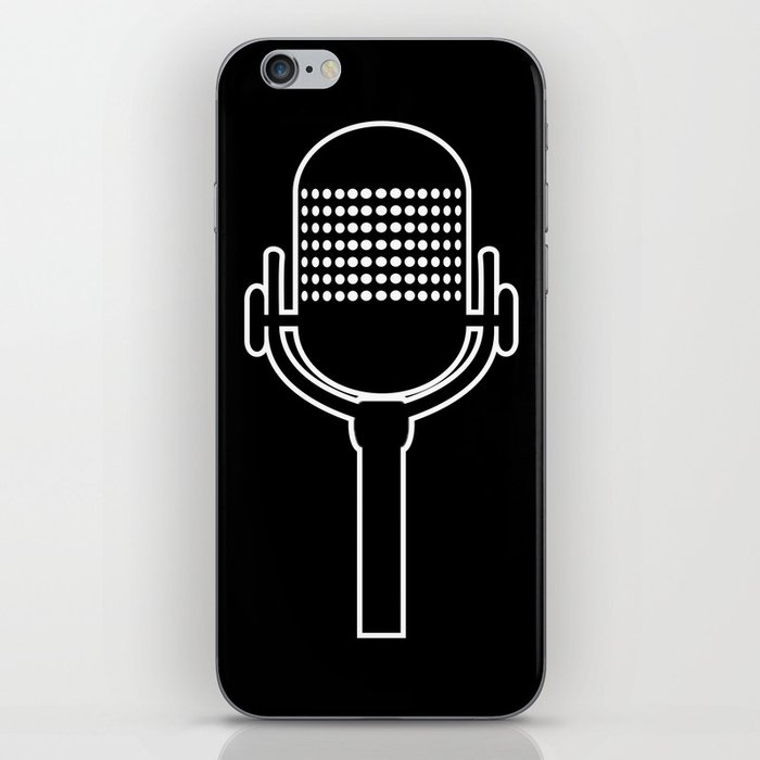 Retro Microphone In White Line Drawing iPhone Skin