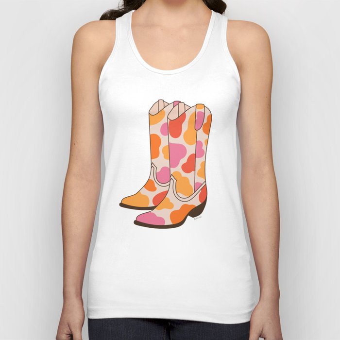 Western Cowgirl Boots Cute Pink Cowboy Tank Top