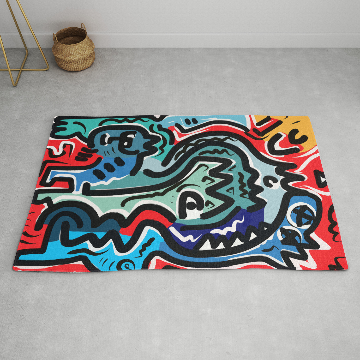 Life Energy Pop Art Graffiti Abstract Design Rug By