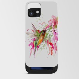 Hummingbird and Pink Flowers iPhone Card Case