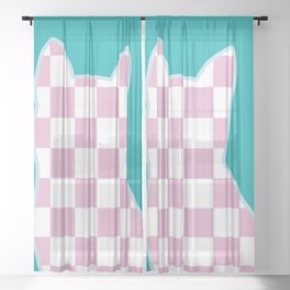 Checked cat meow 1 Sheer Curtain