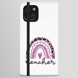 Teacher motivational rainbow heart quote iPhone Wallet Case