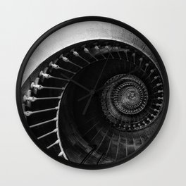 The Spiral Staircase black and white photograph / black and white photography Wall Clock