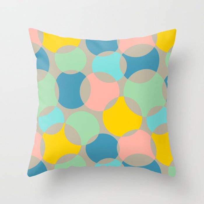 SOFT FOCUS RETRO ABSTRACT in BRIGHT MULTI-COLOURS WITH WARM GRAY Throw Pillow