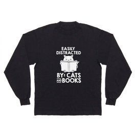 Cat Read Book Reader Reading Librarian Long Sleeve T-shirt
