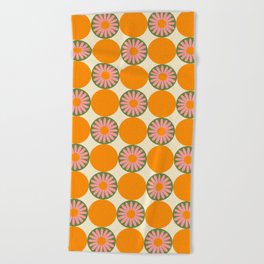 Flower Circle Checkerboard Beach Towel | Curated, Pattern, Check, Graphicdesign, Retro, Vintage, Checkerboard, Mod, Flower, Geometric 