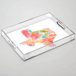 Texas Floral map state map print Acrylic Tray