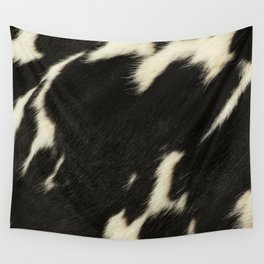 Black and White Cow Skin Print Pattern Modern, Cowhide Faux Leather Wall Tapestry