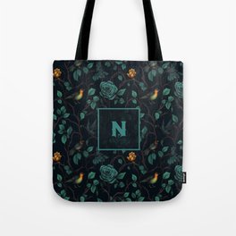 Green Rose Easthetic Pattern Birds Design " N " Letter Personalized iPhone Hülle Tote Bag