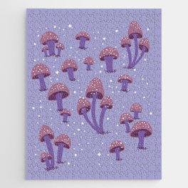 Magic Mushrooms in Very Peri Jigsaw Puzzle