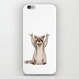 Raccoon In Sunglasses Showing A Rock Sign iPhone Skin