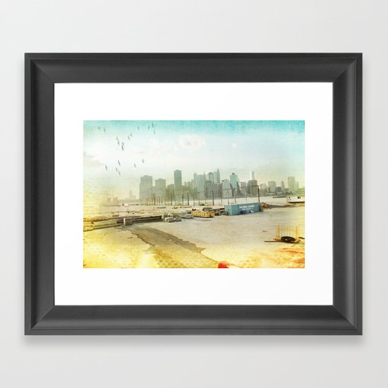 view from the docks _ new york city Framed Art Print
