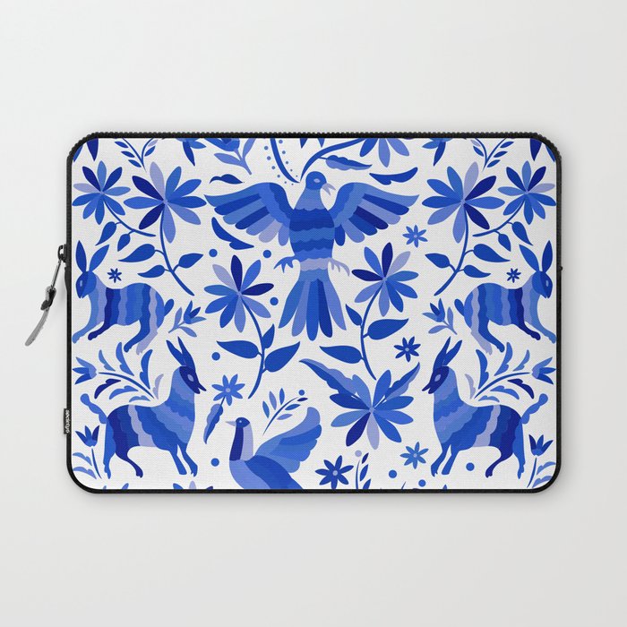 Mexican Otomí Design in Deep Blue by Akbaly Laptop Sleeve