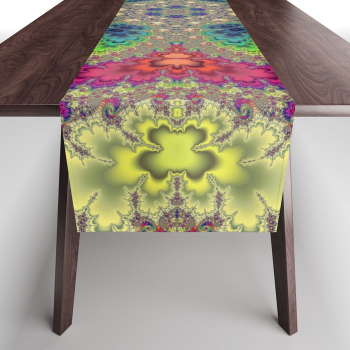 Rainbow flower mandala Table Runner