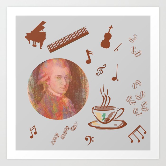 Coffee is a human right for a musician - on a grey background Art Print