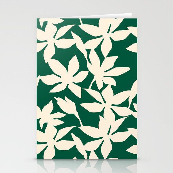 Green Leaf Chic Pattern Stationery Cards
