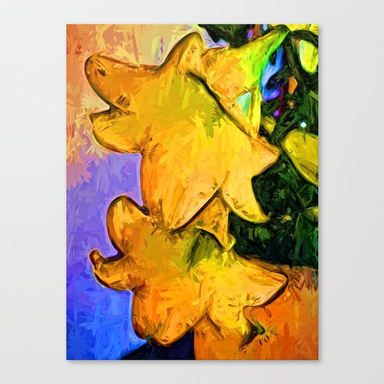 Gold Lilies in a Terracotta Pot Canvas Print