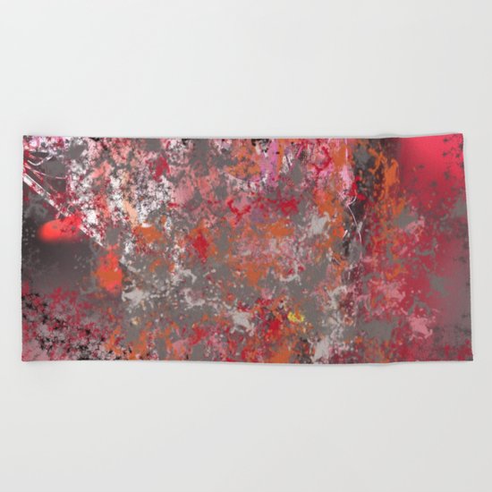 Red and Grey Abstract No.5 Beach Towel