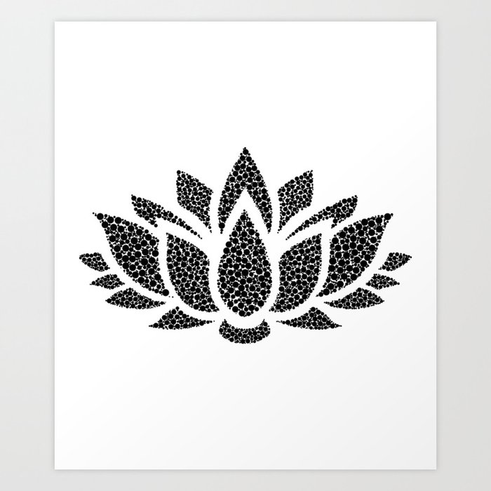 Black White Lotus Flower Art Print By Toccaras Tees Society6