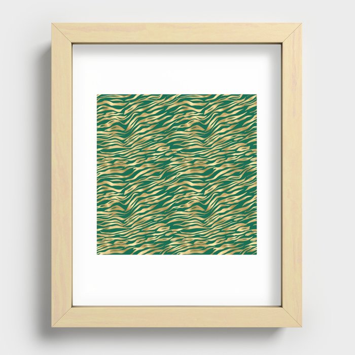Green Gold Tiger Skin Print Recessed Framed Print