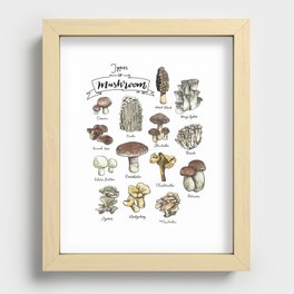 Types of Mushroom Recessed Framed Print