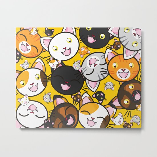 Smiley Cat Face Pattern - Cat Lovers Metal Print