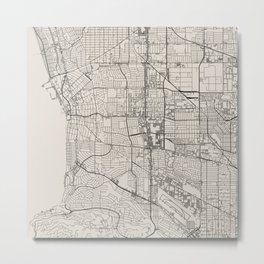 Torrance USA - City Map - Black and White Metal Print