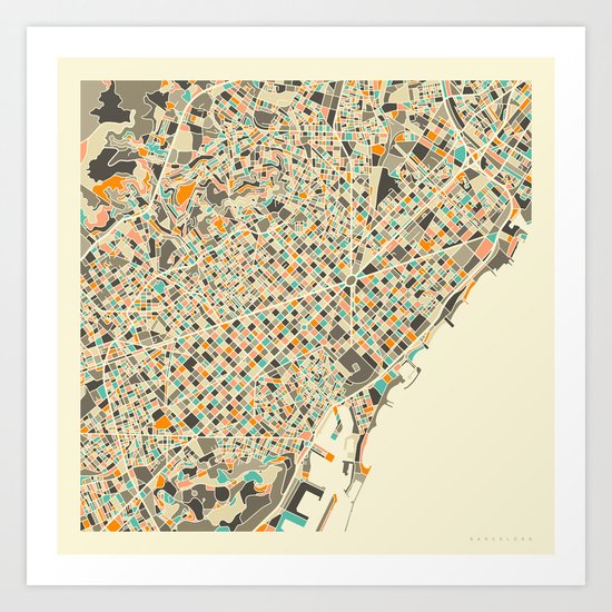 BARCELONA MAP Art Print by jazzberryblue | Society6