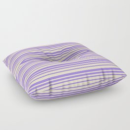 [ Thumbnail: Bisque & Purple Colored Lines/Stripes Pattern Floor Pillow ]