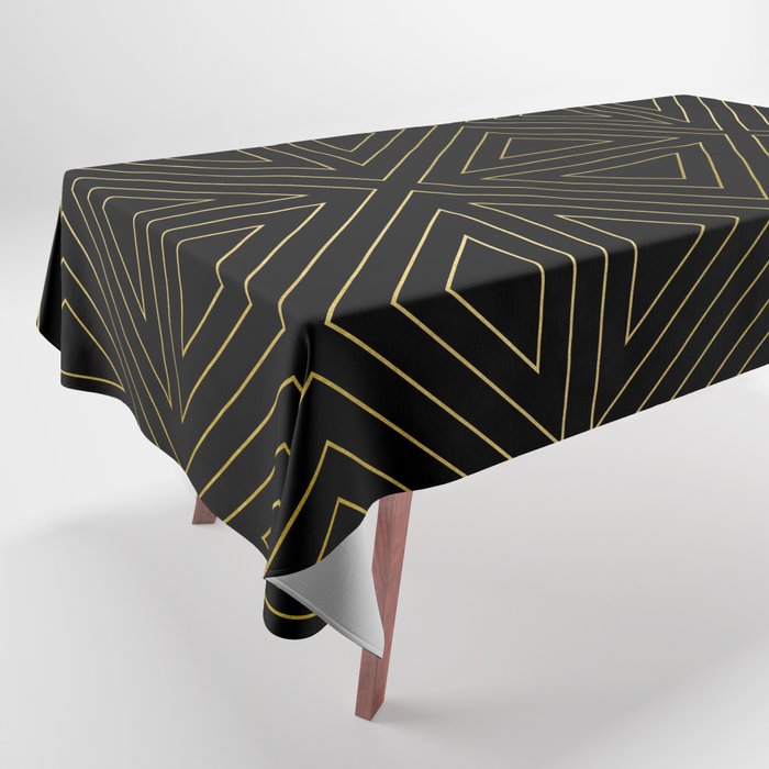 Angled Gold & Black Tablecloth