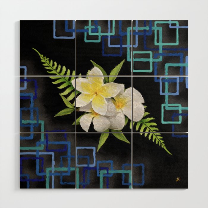 White Lilies in Space Wood Wall Art