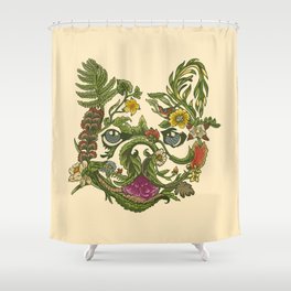 Botanical French Bulldog Shower Curtain
