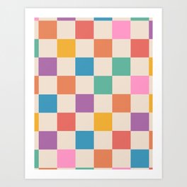 Rainbow checkered pattern Art Print