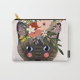 Siamese Cat with Flowers Carry-All Pouch