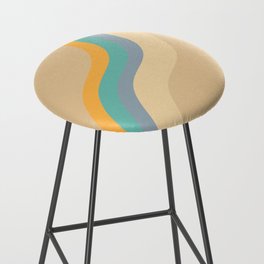 Loana - Colourful Wavy Minimalistic Retro Stripes Art Design Pattern  Bar Stool