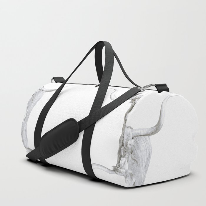 Longhorn in black & white Duffle Bag