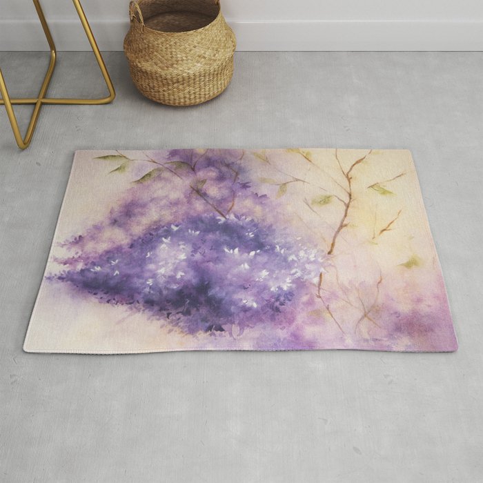 Wisteria Branch Watercolor Rug By Teatimetomorrow Society6