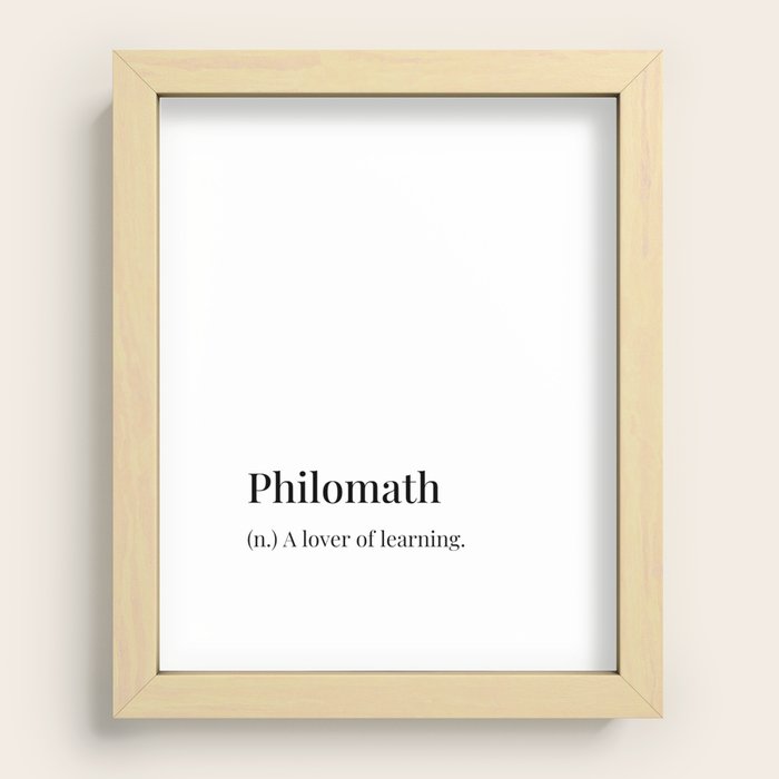 Philomath definition Recessed Framed Print