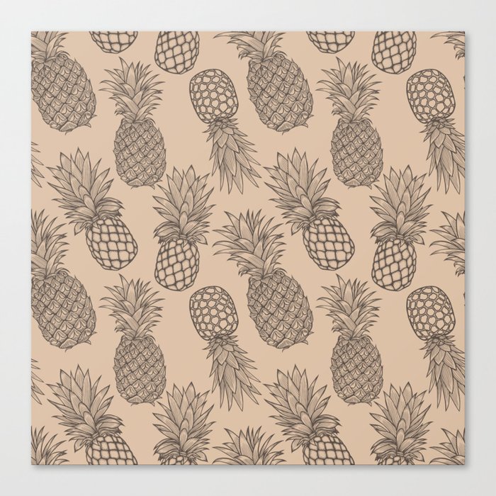 Fresh Pineapples Pewter Canvas Print