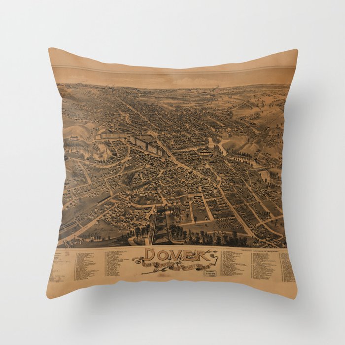 Aerial View of Dover, New Hampshire (1888) Throw Pillow