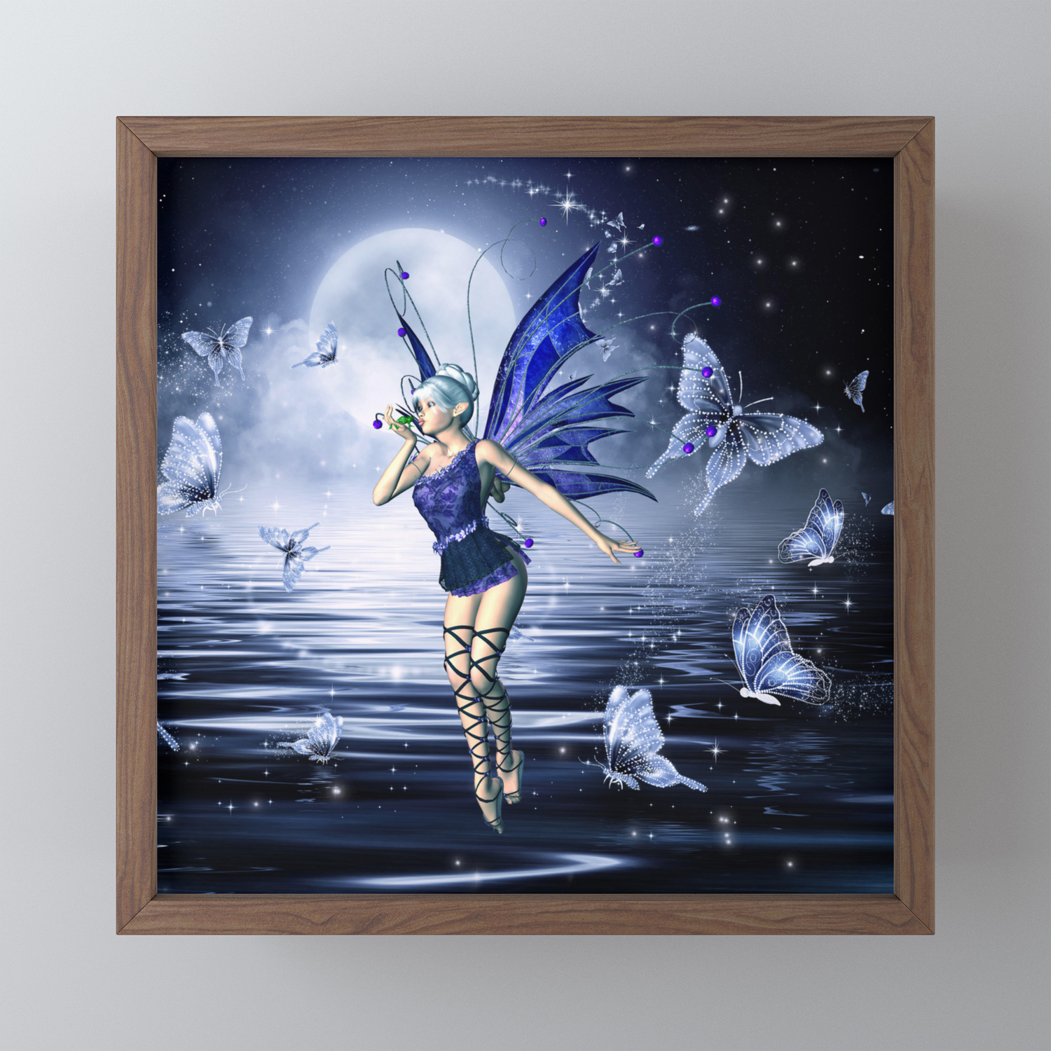 Blue Fairy And Butterflies Framed Mini Art Print By Erikakai Society6